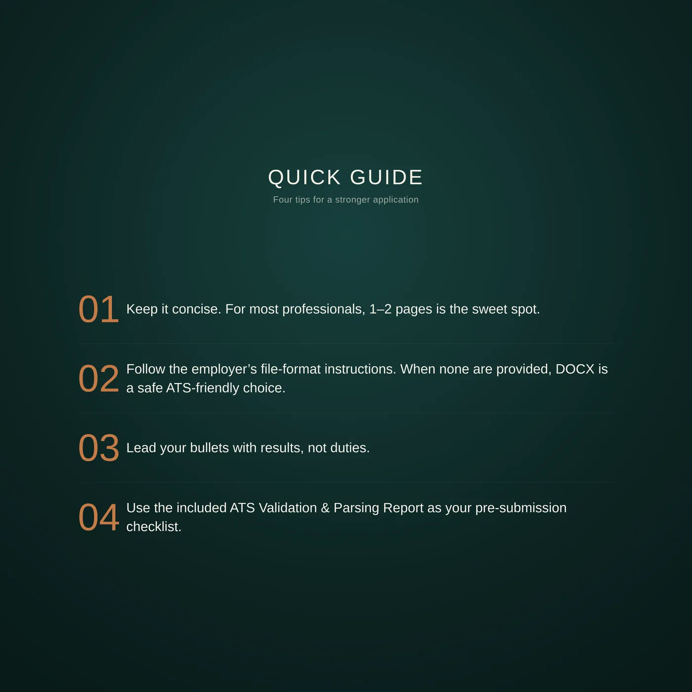 Essential résumé template — the included quick-start setup guide